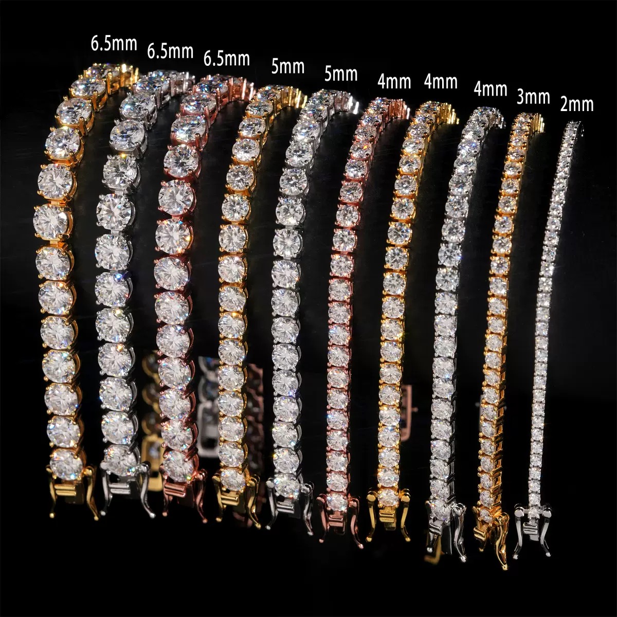 Classic Round Moissanite Tennis Bracelet in 925 sterling silver with moissanite