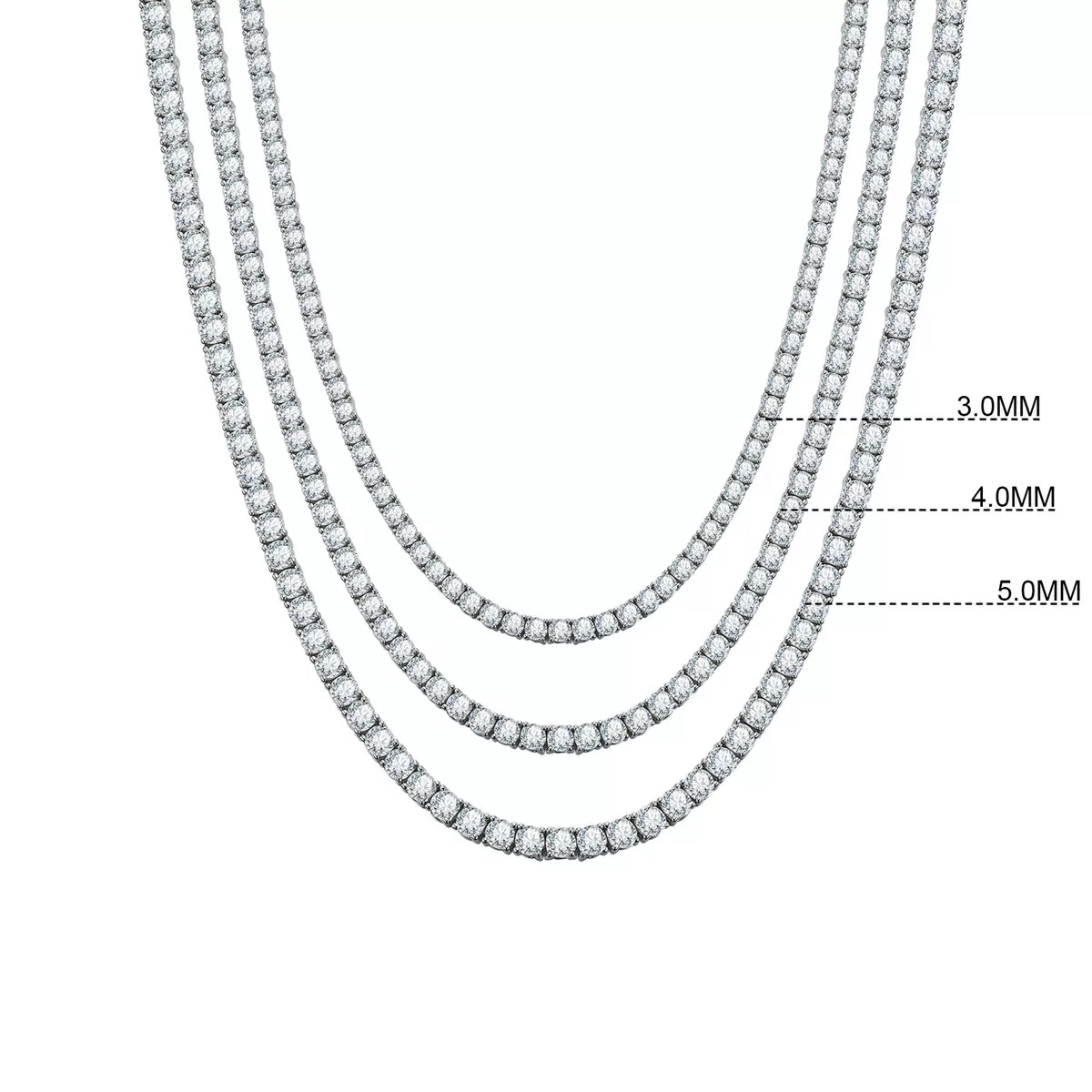 5mm Moissanite Tennis Necklace in 925 Sterling Silver in 925 sterling silver with moissanite